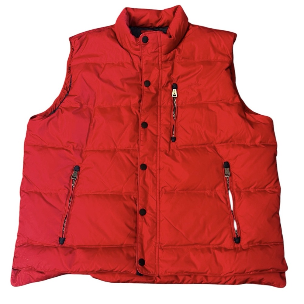 Orvis Essex Down Puffer Vest Mens Duck Down Outdoor Full Zip Snap Red Sz XL